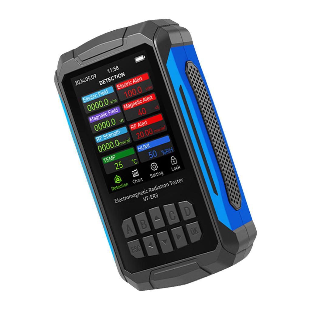 Electromagnetic Field Radiation Detector 2.8in   Color Display Rechargeable 5 in 1 Radiation Dosimeter