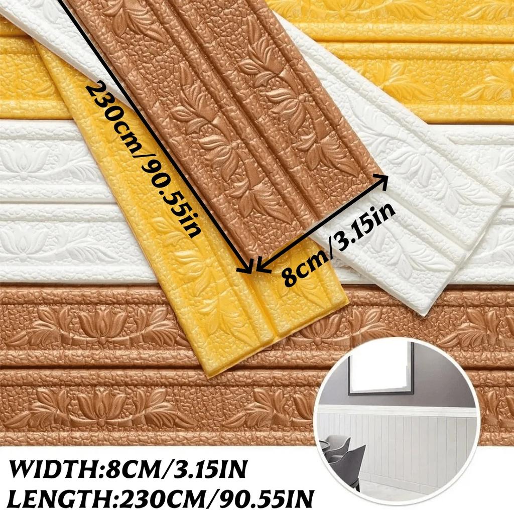 1PC 2.3m/90.55inch Wall Trim Line Skirting Border Self Adhesive Waterproof Baseboard Wallpaper Hallway Ceiling Decor Anti-collis