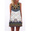 European Station European and American New Retro Digital Printing Round Neck Hot-selling Off-the-shoulder Medium and Long Vest Dress