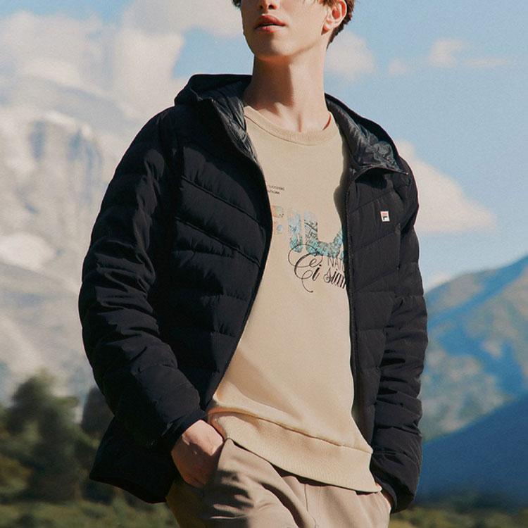 New FILA Down Jacket Winter Men's Jet Black F11M248908F-BK