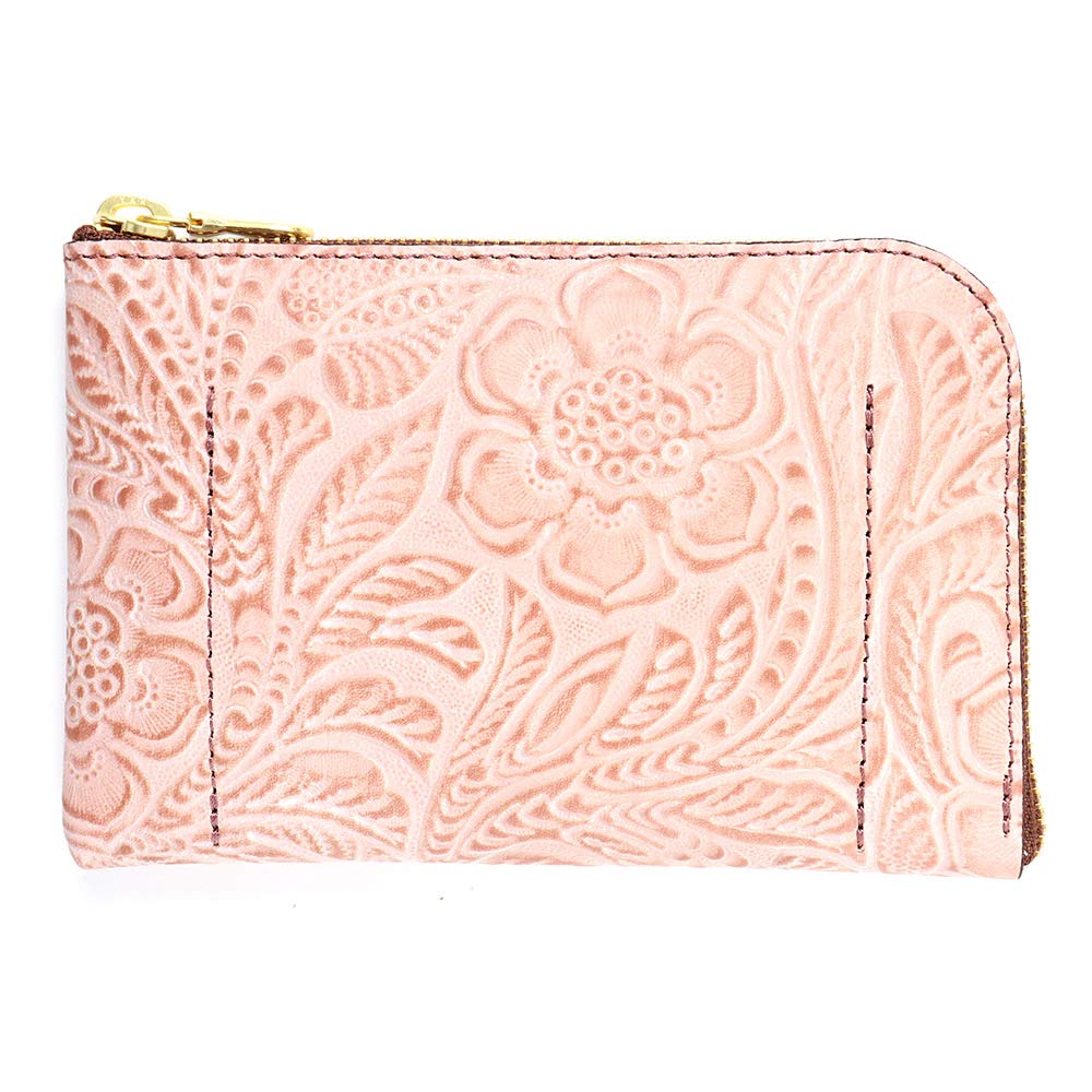 AGILITY Affa Smartphone Wallet with Cowhide Mini Wallet with Floral "Smart Wallet" L-shaped Zipper, Leather, Pattern, Women's