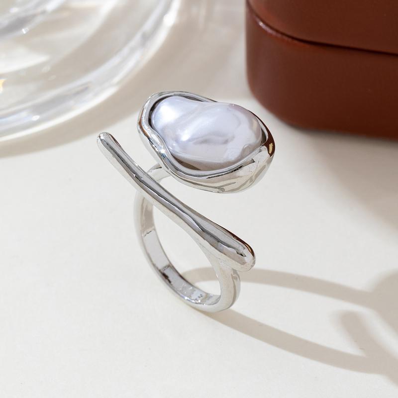 Luxus Barock Imitation Perle Verstellbare Ringe für Damen Mode Metall Tropfen Nischen Design Zeigefinger Ring Party Schmuck