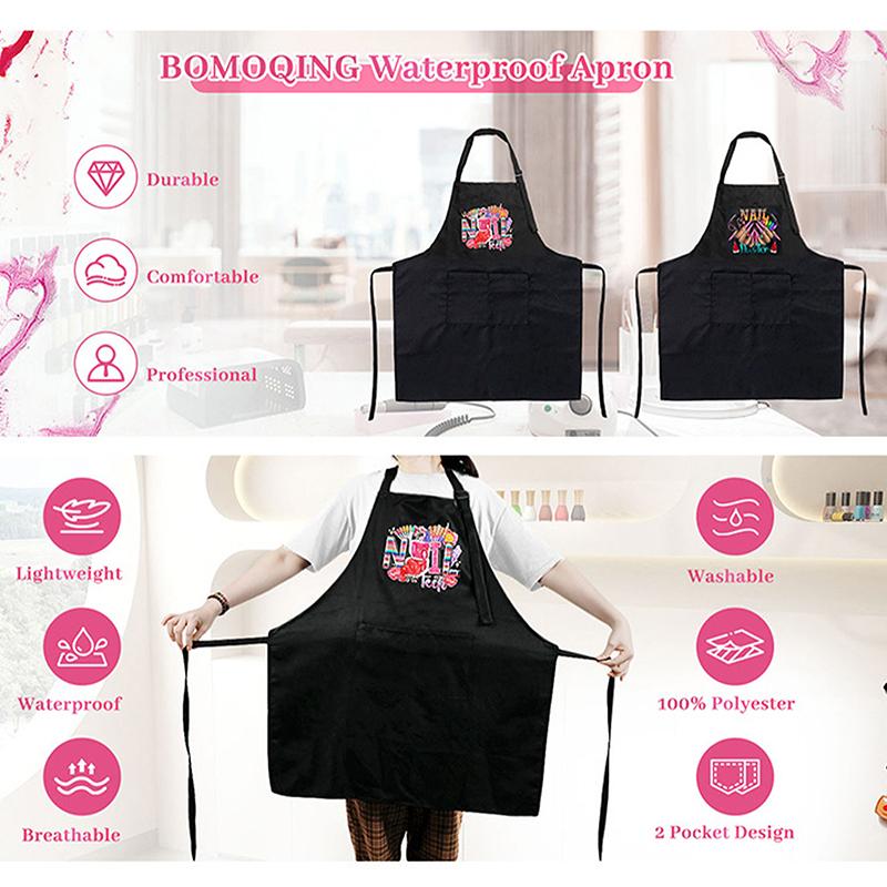 1pc Nails Polish Printing Beauty Kitchen Women Apron Household Cleaning Pinafore Salon Home Cooking Baking Manicure Work Clothes