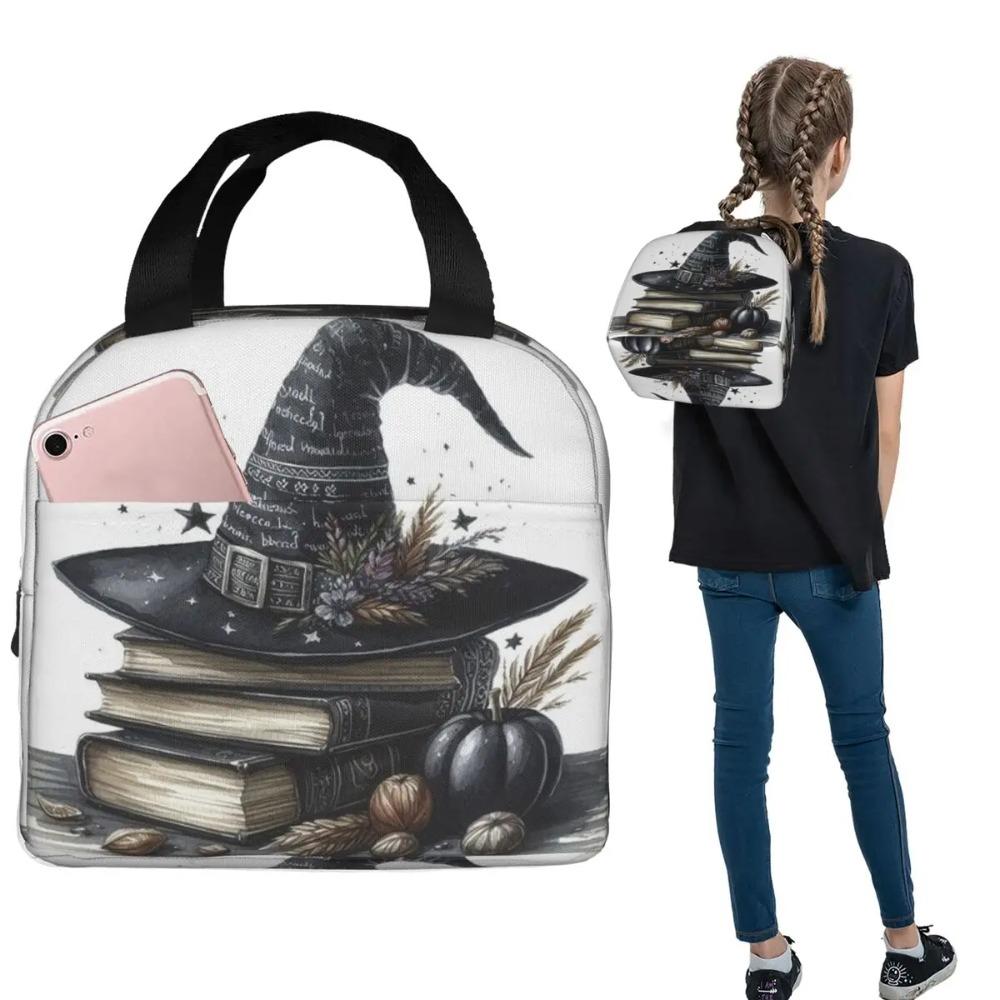 One Arcane Witch Hat Pattern Insulated Lunch Bag for Women Children Portable Food Boxes Thermal Lunch Box Tote