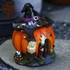 Halloween Witch Pumpkin House Decoration Garden Night Light Decoration Holiday Gift Resin Crafts