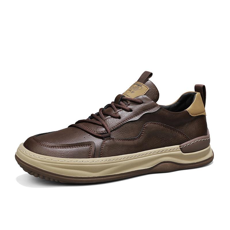

Yi walking leopard 2025 spring and summer low-top student board shoes Korean version of trendy sports and leisure shoes thick-soled breathable men s 39 коричневый