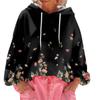 Women's Floral Print Loose Casual Long Sleeved Hooded Sweatshirt