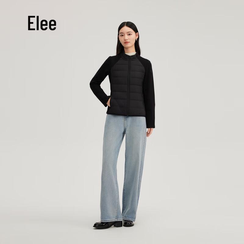 Aiyilai Women's Lightweight Slim-Fit Down Jacket with Knit Splicing