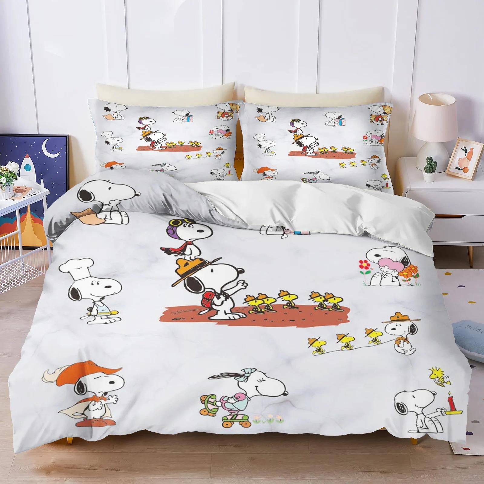 

Cute Cartoon Snoopy Themed Duvet Cover Set with PillowCase 75*50, 2 Piece Comforter Set, Boy and Girl Bedroom Bedding Set Gifts 135x200cm