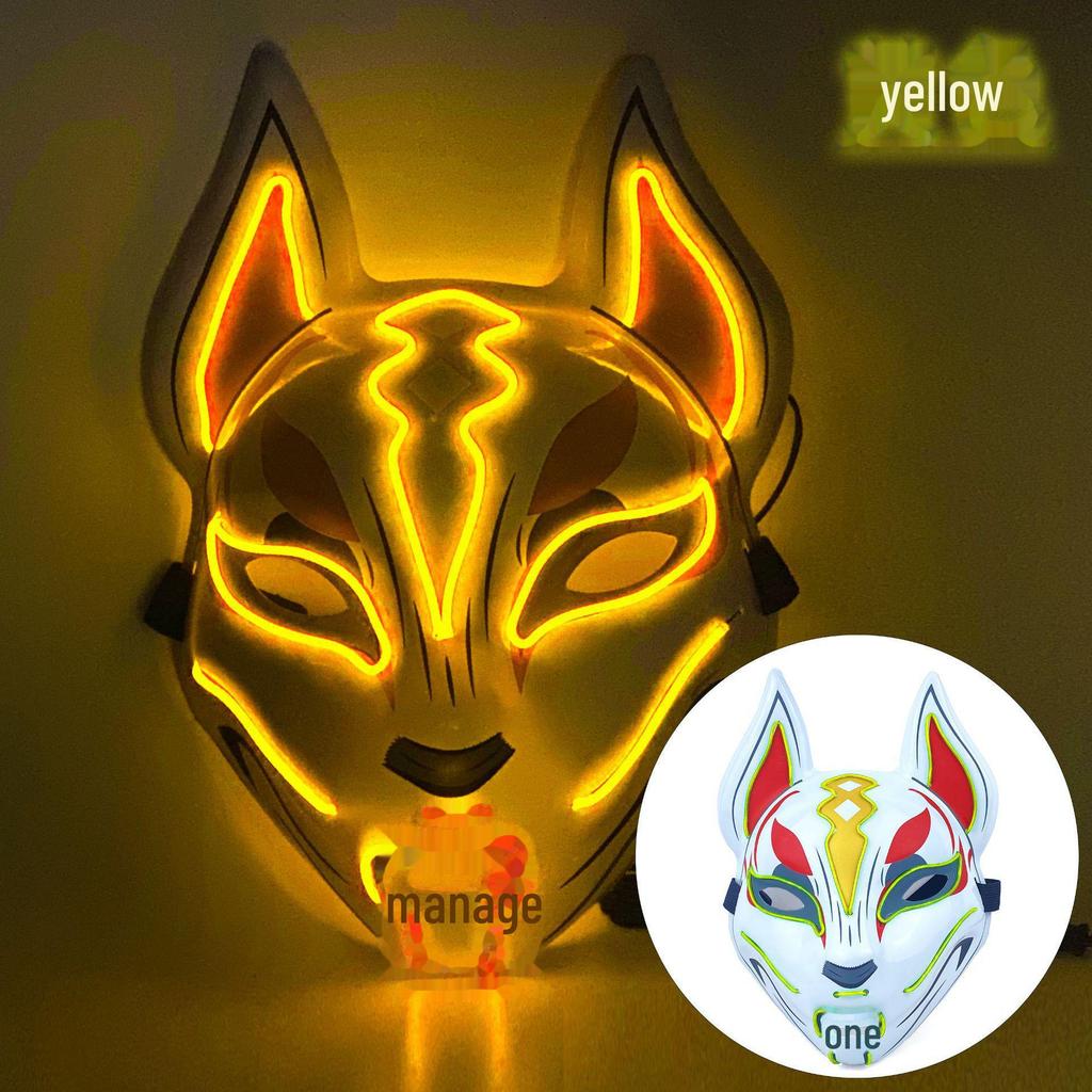 LED Glowing Fox Mask - Luminous Anime Cosplay Cat Face for Halloween