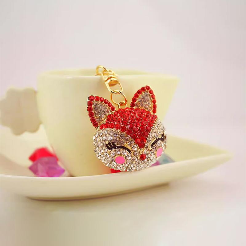 Chinese Style Lion Dance Rhinestone Metal Keychain Small Pendant Creative Backpack Keychain