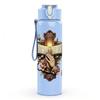 1PC Christian Cross Vintage Floral Art 750ml Color Plastic Sports Water Bottle Leakproof Flip Straw Lid Suitable for Sports Office Home Use