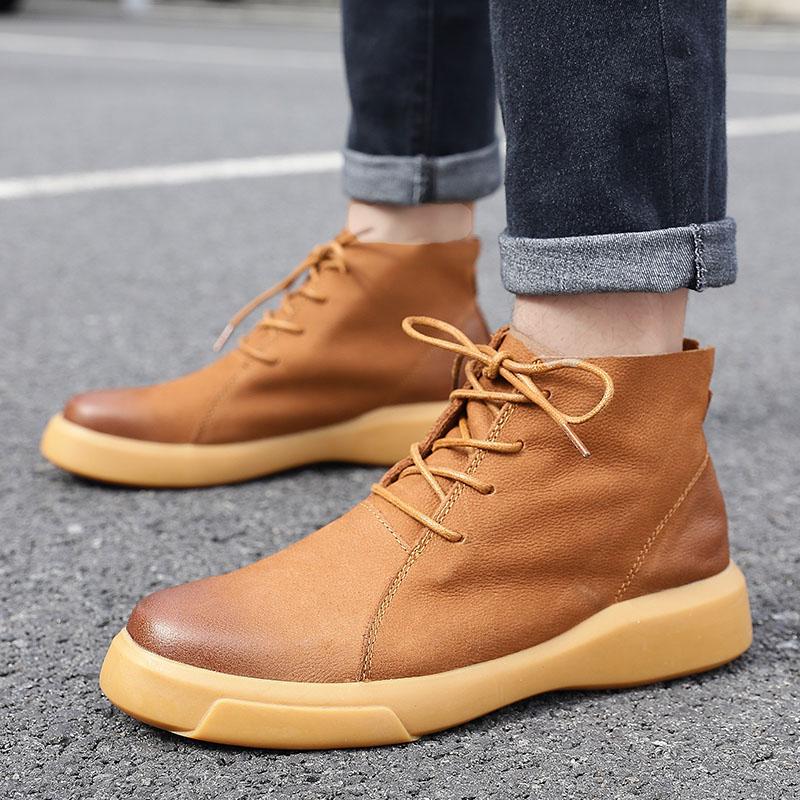 Fashion 2024 Winter Hot Selling Men's Business Short Boots Soft Soles Soft Surfaces Men's Leather Casual Shoes Cotton Ankle Boots