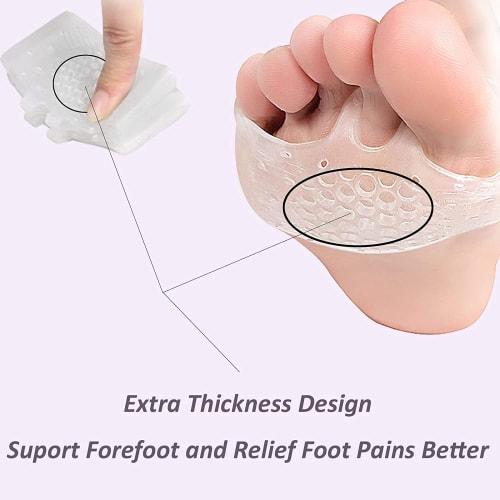 4 Pairs of Metatarsal Pads for Men and Women, Ball of the Foot Cushions, Soft Silicone Forefoot Cushion Pads for Women, Non-Slip, Reusable, Breathable