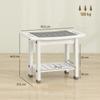 Shower Bench 2-Tier Shower Stool Bathroom with Shelf White and Grey
