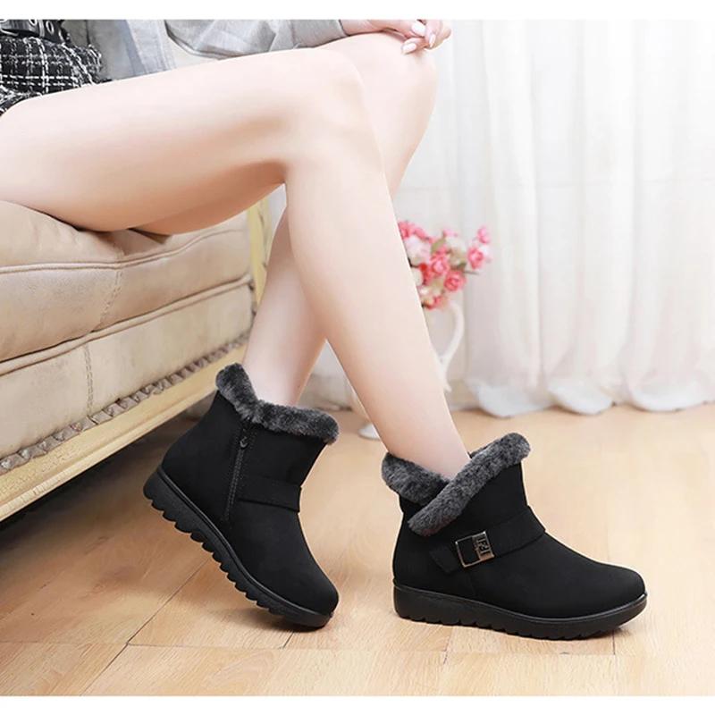 2026 Winter Shoes Women Snow Boots Thick Sole Non-slip Women Ankle Boots Warm Cotton Shoes Fashion Ladies Winter Boots