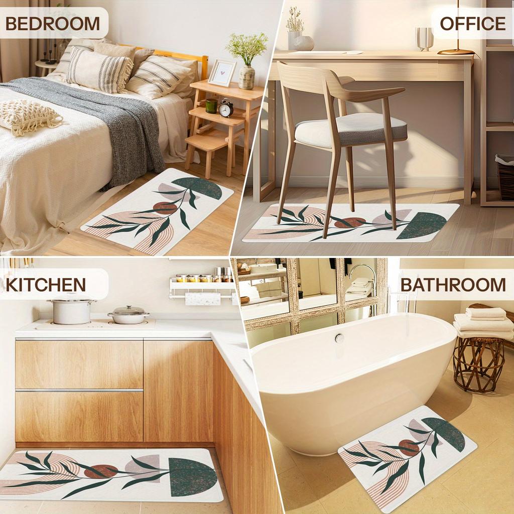 1Pcs Vround and line  Pattern Floor Mat Modern Kitchen polyester Rug Non-Slip Colorful Indoor Carpet, For Home Bathroom Bedroom Living Room Decor