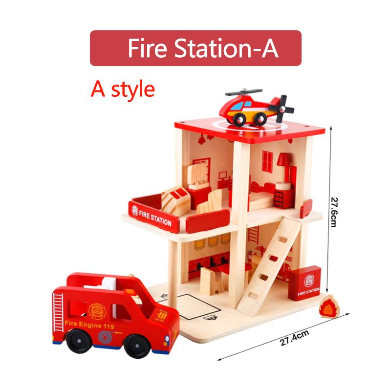 

Деревянные аксессуары для железной дороги, детская инерционная ручная скользящая игрушечная машинка, подъемник, пожарная машина, совместимый с деревянным треком, подарок PD84