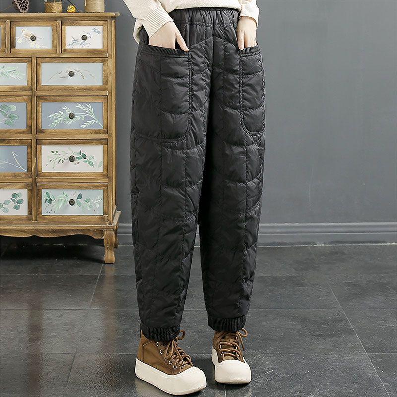 

Вес Теплые Пуховые Брюки Зимняя Верхняя Одежда Рабочие Брюки Ветрозащитные Брюки Шаровары Женские XXXL чёрный