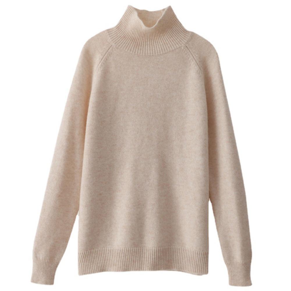 Stand Collar Sweater Women Autumn Winter Thick Korean Style Solid Color Pullover Loose Knit Long Sleeve Base Layer