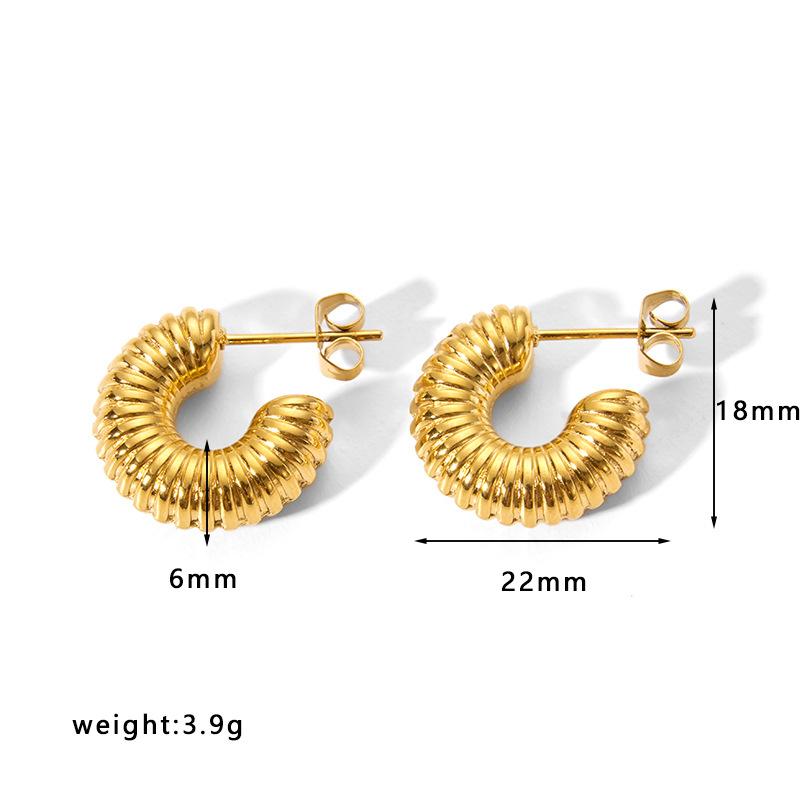 Gold Color Stainless Steel Hoop Earrings For Women Ear Drop Stud