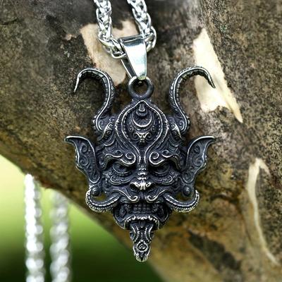 Unique Design Japanese Prajna Pendant Retro Gothic Punk Ghost Demon Fang Mask Jewelry