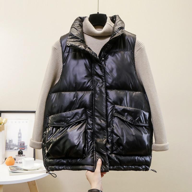 Women's Plus Size Solid Color Warm Vest Face Fluffy Loose Hooded Vest Casual Plus Size Vest