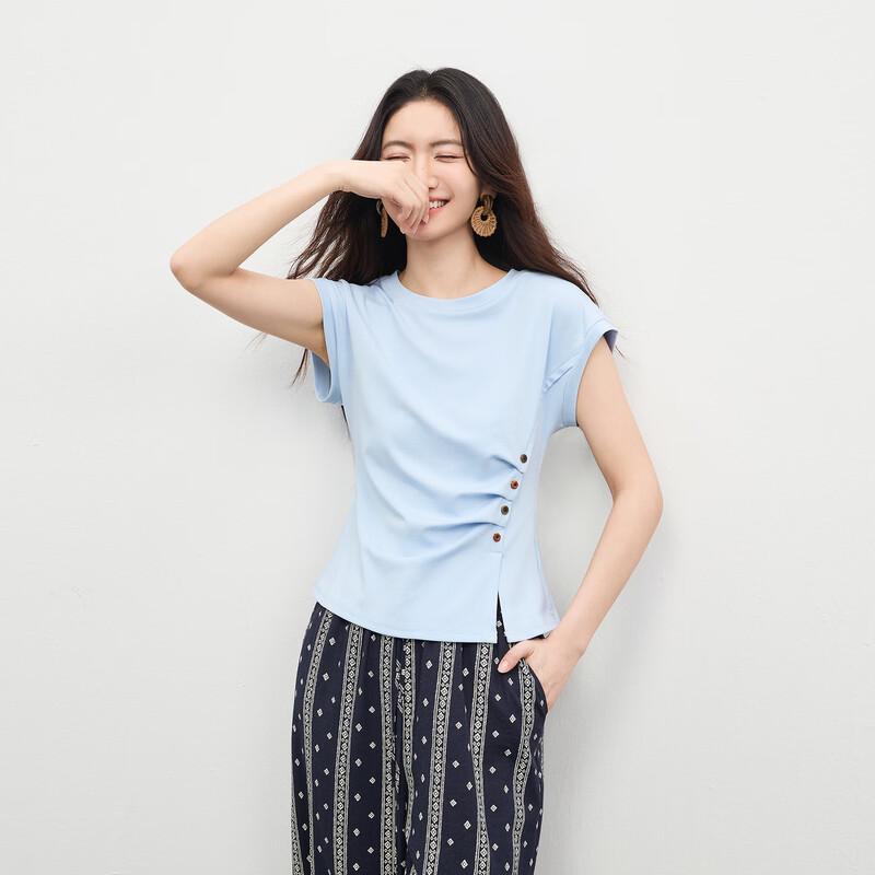 Women's Cotton Blend Round Neck Knit T-Shirt