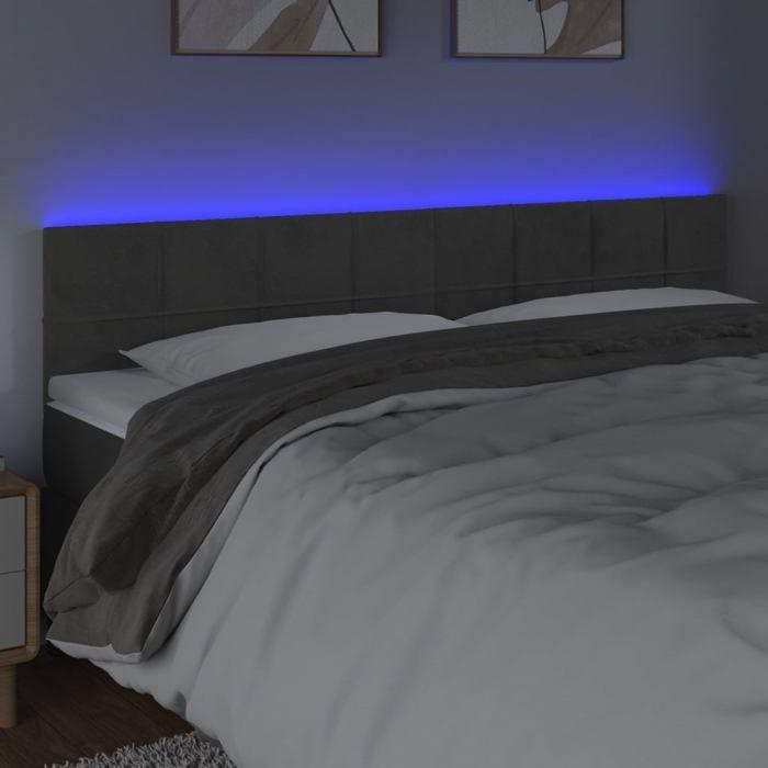 VidaXL LED Headboard Bedroom Furniture Double Bed Accessory Head of Bed Frame Interior Dark Grey 3121667