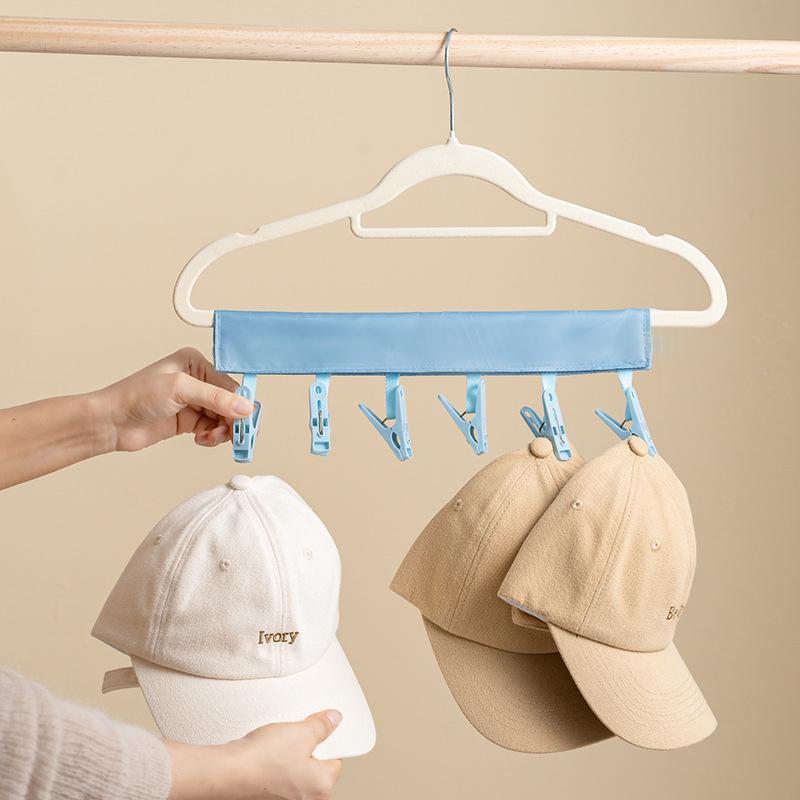Multifunctional Folding Clothespin Hanger Fabric Clip Drying Hanger Sock Clip Underwear Clip Travel Portable Fabric Hanger