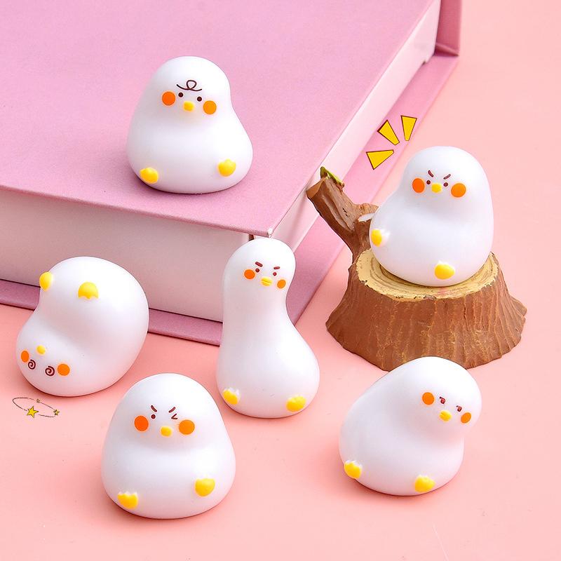 6Pcs Cute Mini White Duck Resin Figurines With Adorable Funny Expressions Perfect For Home Desk Decor And Diy Craft Gifts