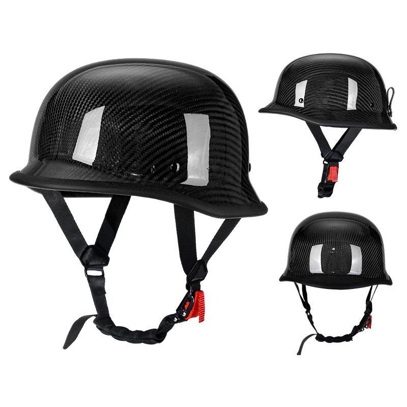 Motorcycle Helmet Carbon Fiber Half Helmet German Soldier Helmet Retro Helmet Pedal Cruise Motorcycle Riding Helmet