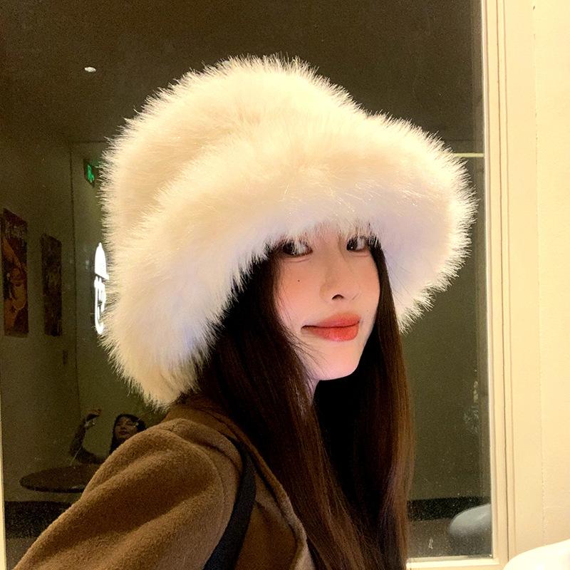 Mink Fur Hat Women's Autumn Winter Warm Hats Imitation Fur Khaki Warm Ear Protection Lei Feng Caps