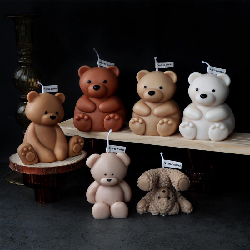 3D Cute Cartoon Bear Silicone Candle Mold DIY Home Decoration Silicone Mold For Resin Teddy Bear Candle Mold