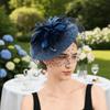 Net Mesh Derby Headpiece Soft Feather Party Hairwear Pillbox Cap Fascinator Hat  Retro Ladies
