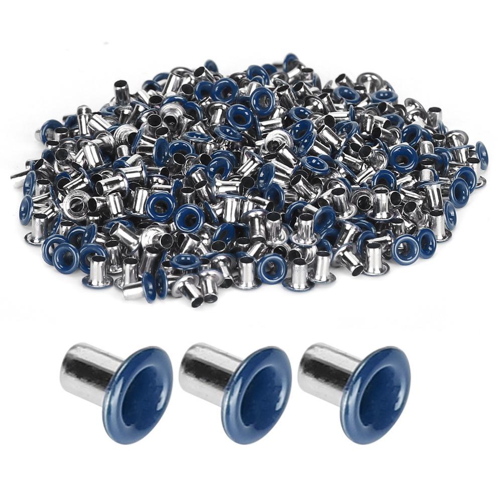500pcs Brass Material Brass Eyelets Kit Round Shape Metal Eyelets Set For DIY Crafts синий