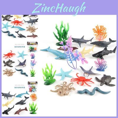 Realistisches Miniatur-Meeresbewohner-Modellset mit Delfin, Schildkröte, Krabbe, Oktopus und mehr