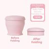 180ml Collapsible Travel Cup with Lid Stainless Steel Rim Mini Silicone Cup with Strap Lightweight Folding Water Cup Outdoor Use