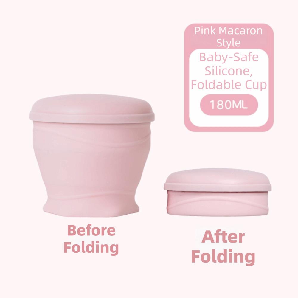 180ml Collapsible Travel Cup with Lid Stainless Steel Rim Mini Silicone Cup with Strap Lightweight Folding Water Cup Outdoor Use