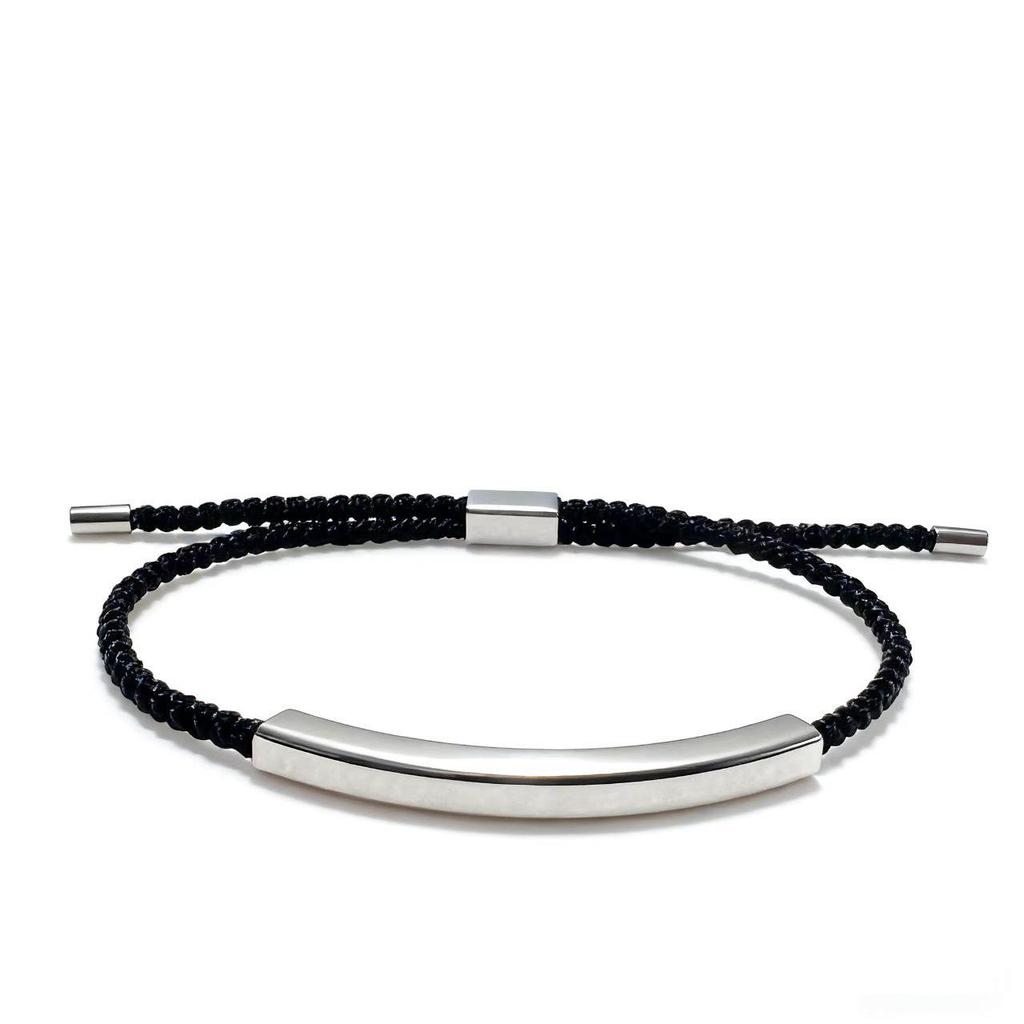 Custom Engraving Stainless Steel Couple Bracelet with Hollow Bent Tube Design