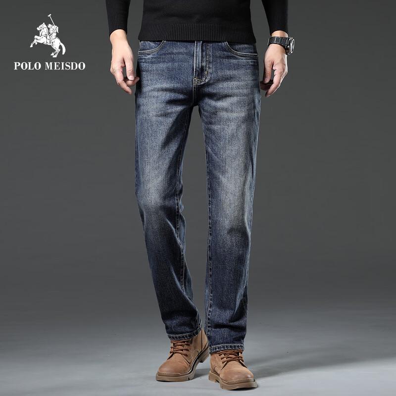 POLOMEISDO Men s American Retro Straight Leg Denim Jeans 38
