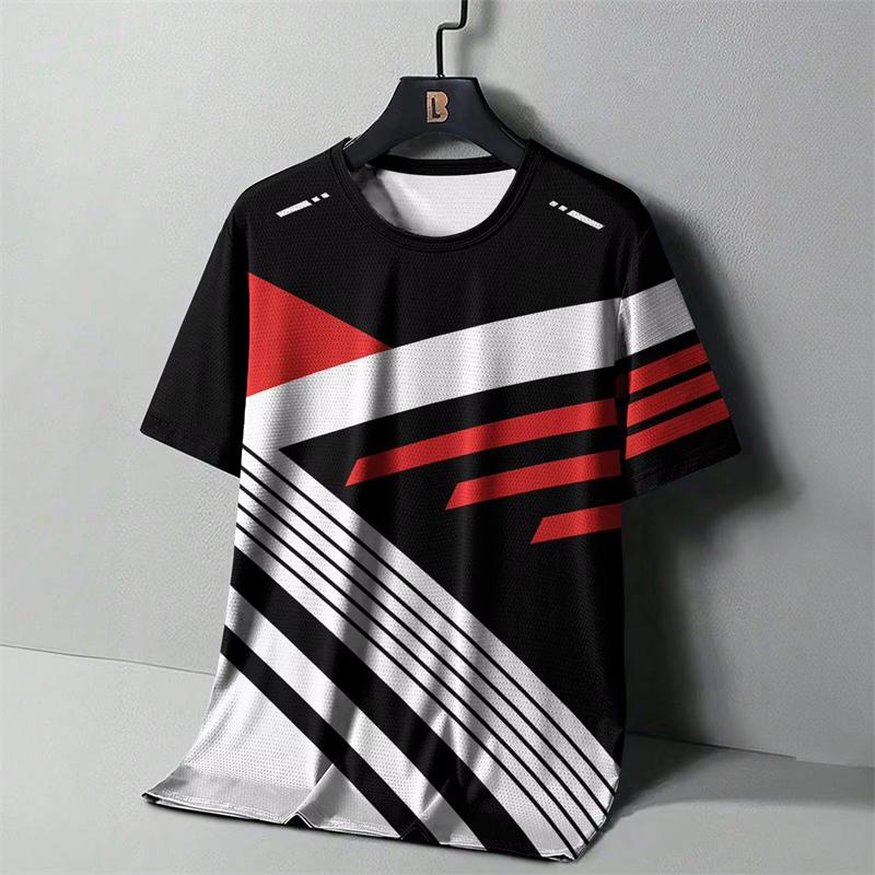 Simple Fashion Striped Graphic T Shirts  Summer Casual Short Sleeve 3D Printed O Neck T-shirts Loose Breathable Fitness Tees