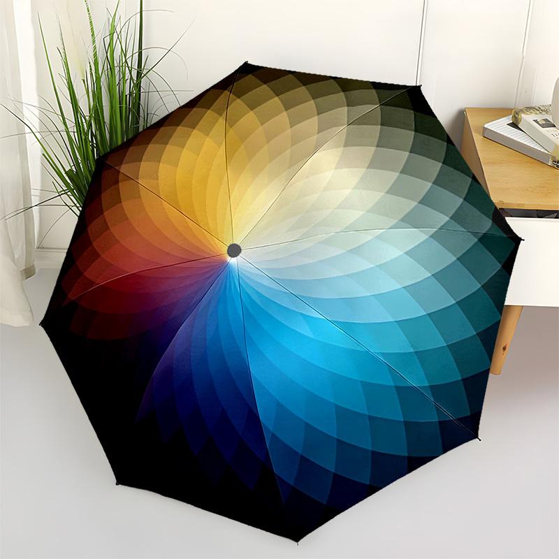 

1pc Color Wheel Open/Close Folding Umbrella, All- Portable Umbrella for & Men, Stylish Accessory (Holiday Gift) 8-Rib yy251213128