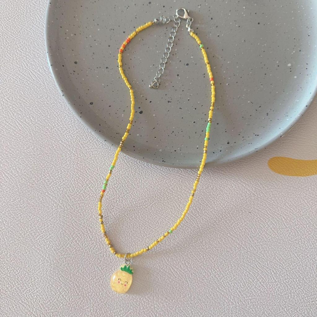 Colier cu pandantiv înghețată, dulce și elegant, cu mărgele colorate – accesoriu clavicular drăguț, durabil și versatil pentru femei.