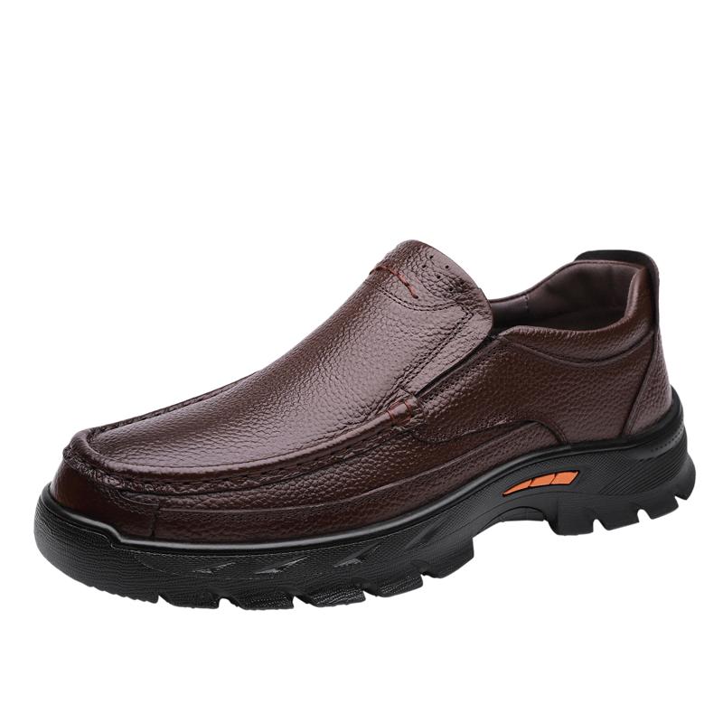 

Fashion High Quality Brand Thick Soled Wear-resistant Hiking Shoes Outdoor Camping Men s Leather Casual Shoes Men s Workwear Shoes 38 коричневый