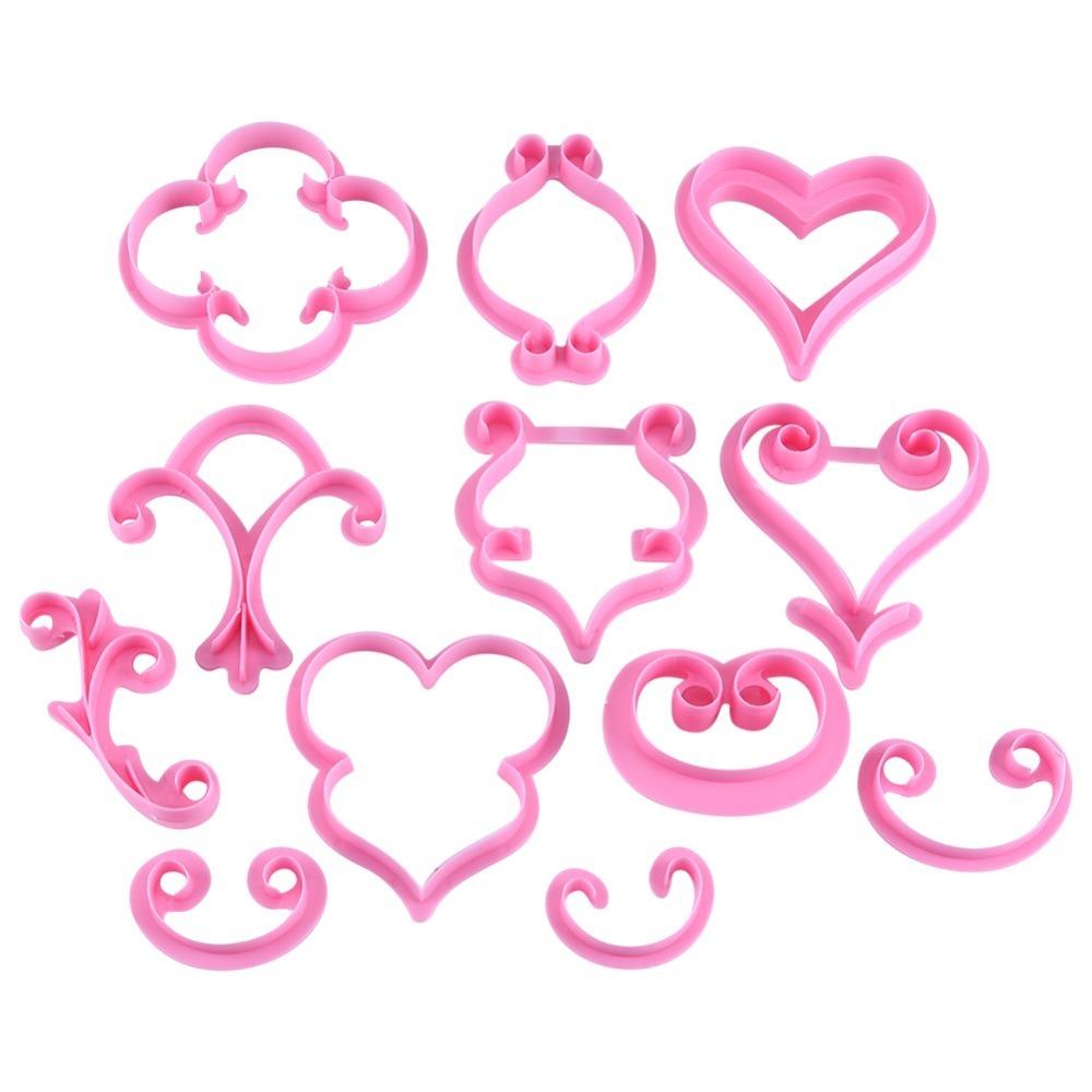 12PCS Heat Resistant Fondant Mold Set PP Flower Mold Set Cake Decorating Mold Cookie Making розовый