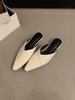 2025 Spring and Summer New Fashionable Pointed Toe Bag Head Slippers Single Shoes Retro Versatile Flat Half Slippers Sandals Women
