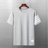 Men's 2022 Summer Four-Bar Short-Sleeve Printed T-Shirt, Loose Fit, Trendy Round Neck Tops