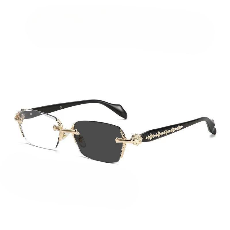 Women Retro Photochromic Glasses  Men Fashion Anti Blue Light Rimless Eye Glasses Unisex