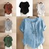 T-shirt in Cotone e Lino da Donna con Vestibilità Larga e Maniche Corte per Uso Casual
